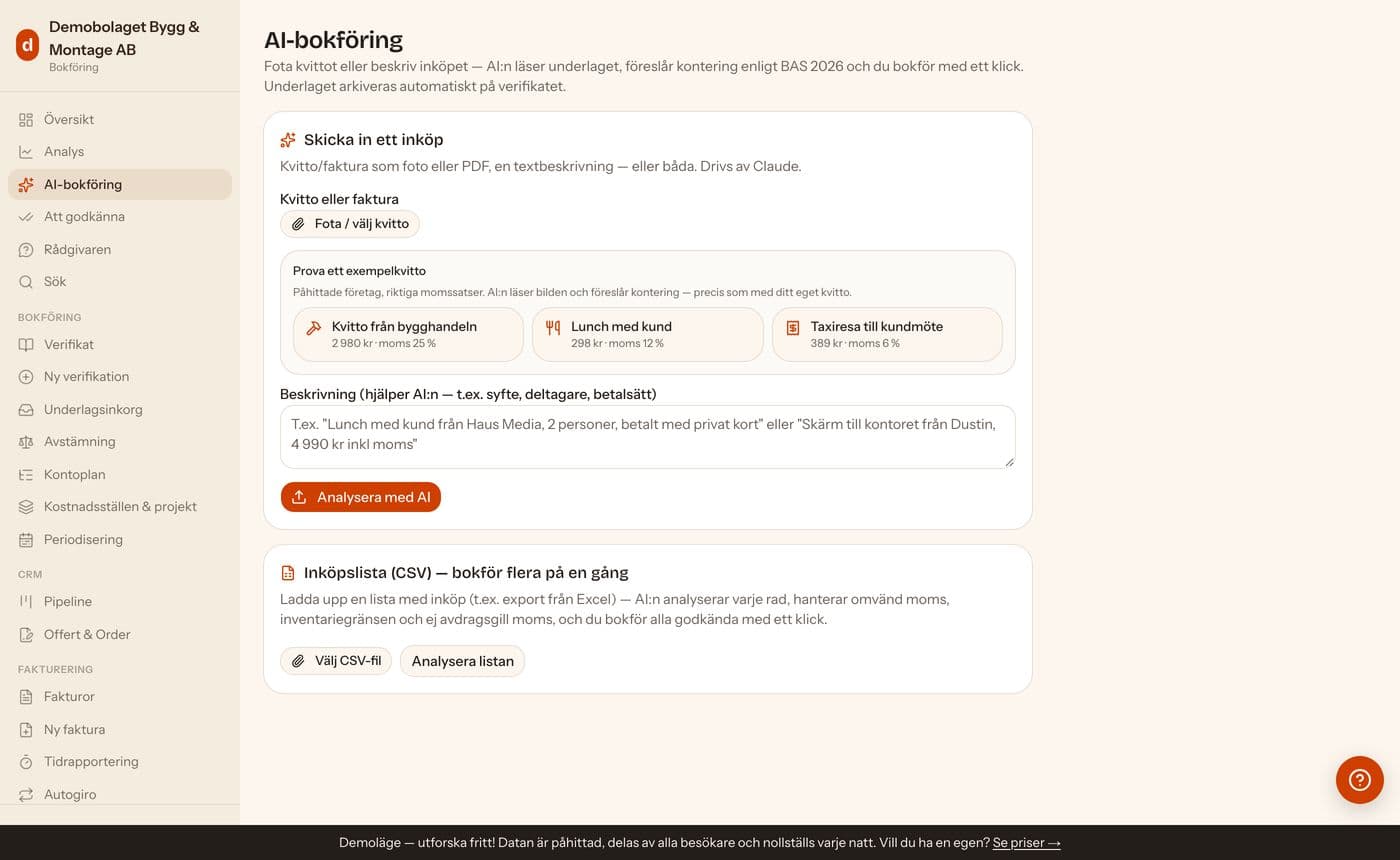 AI-bokföring: fota kvittot
