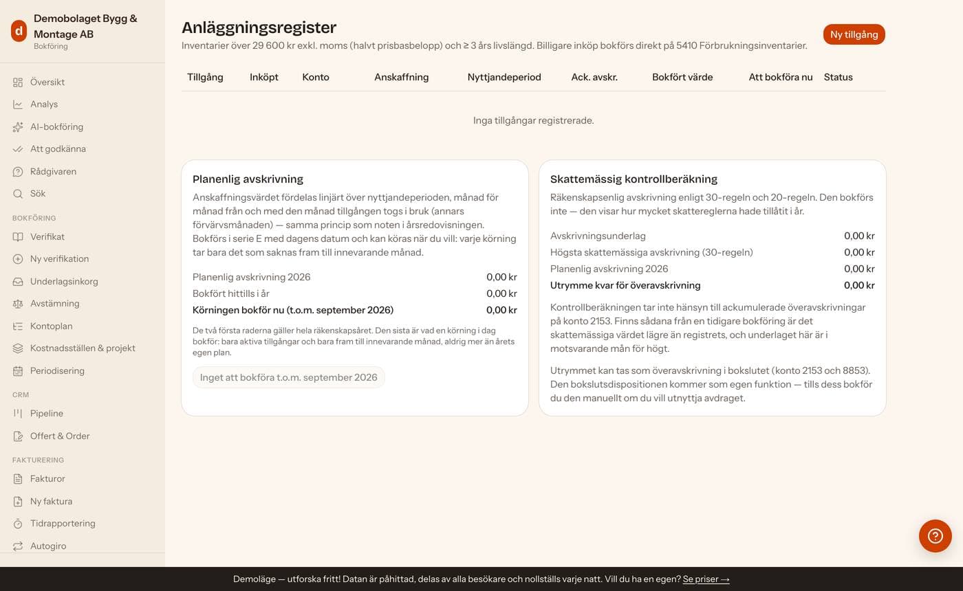 Anläggningsregister och avskrivningar