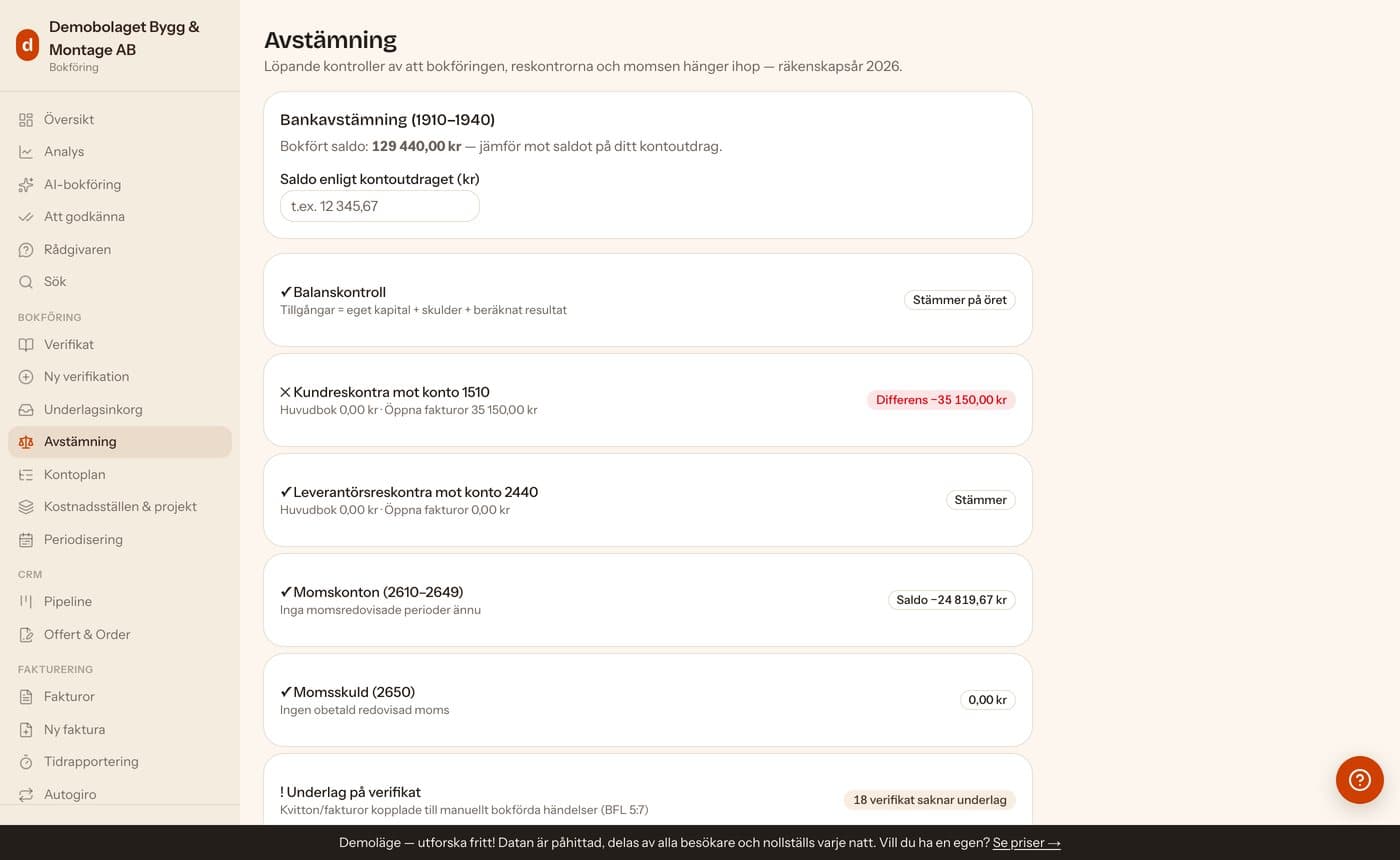 Avstämning mot banken