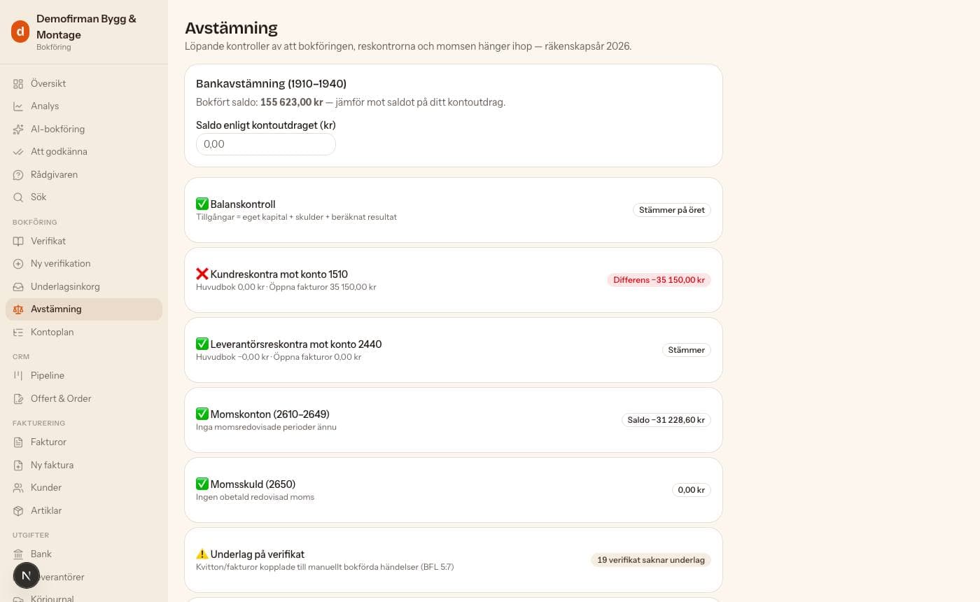 Avstämning mot banken