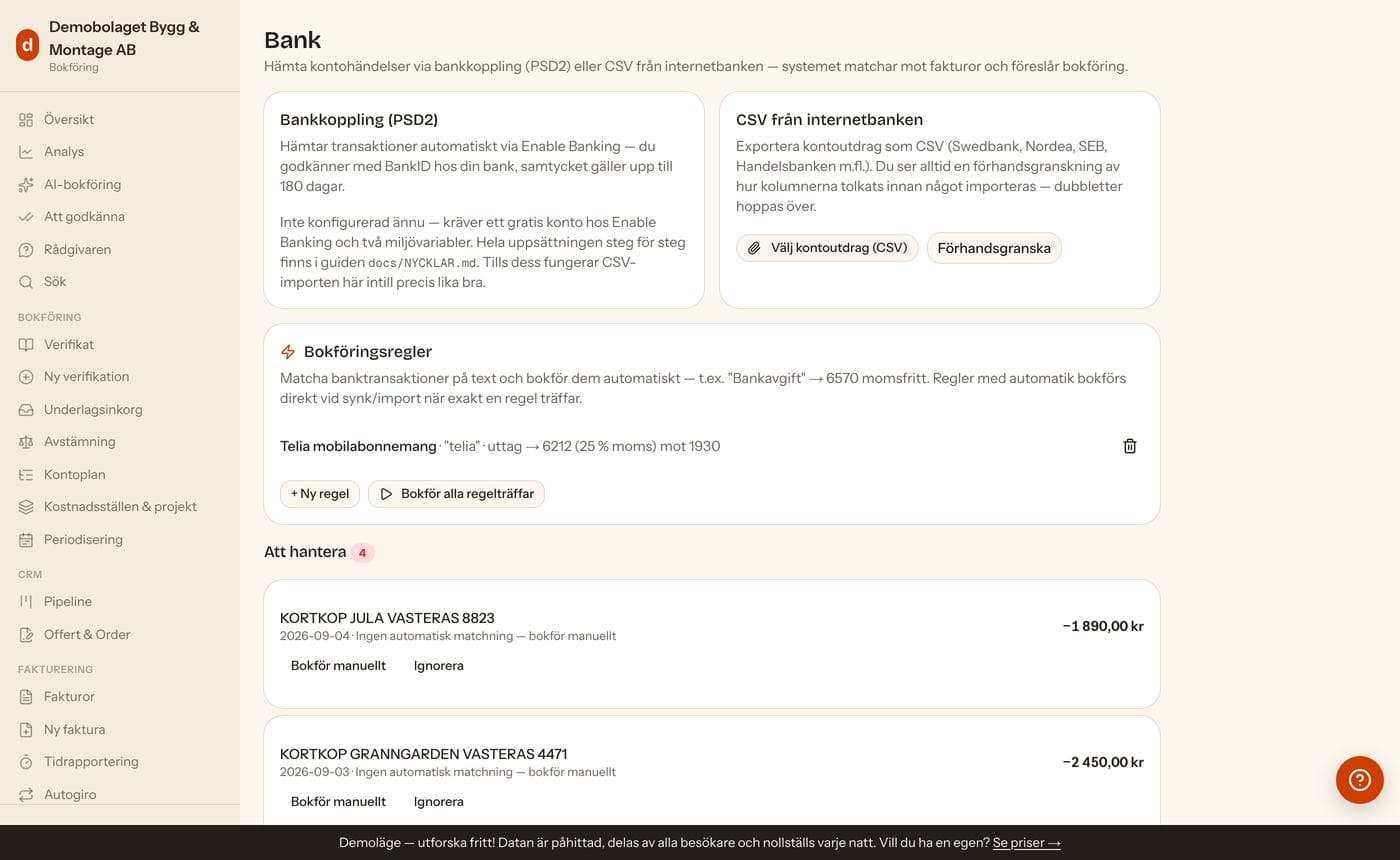 Bankimport och bokföringsregler