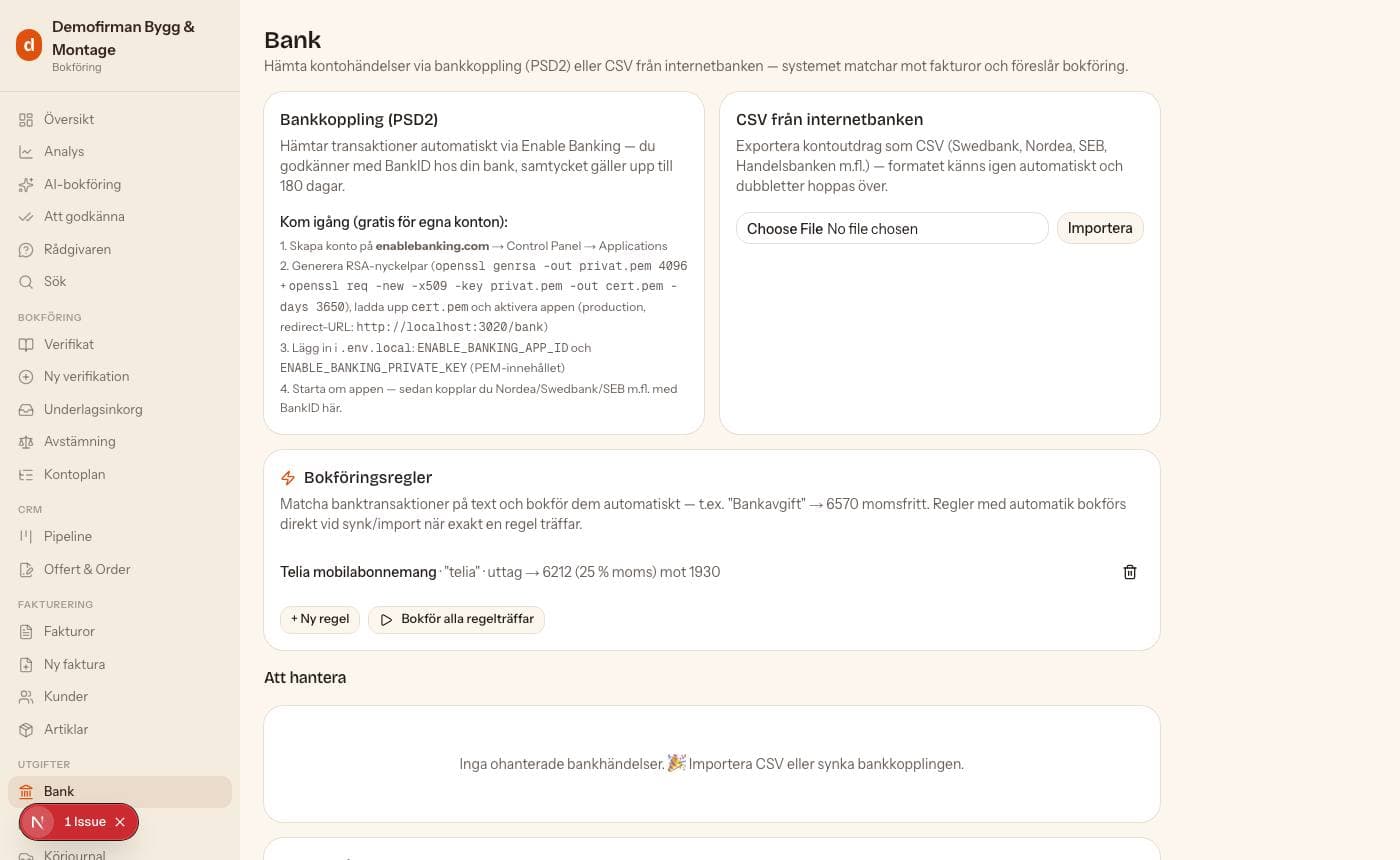Bankimport och bokföringsregler