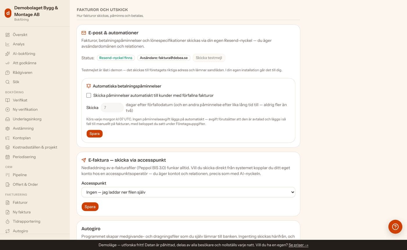 E-post och påminnelser (Resend)