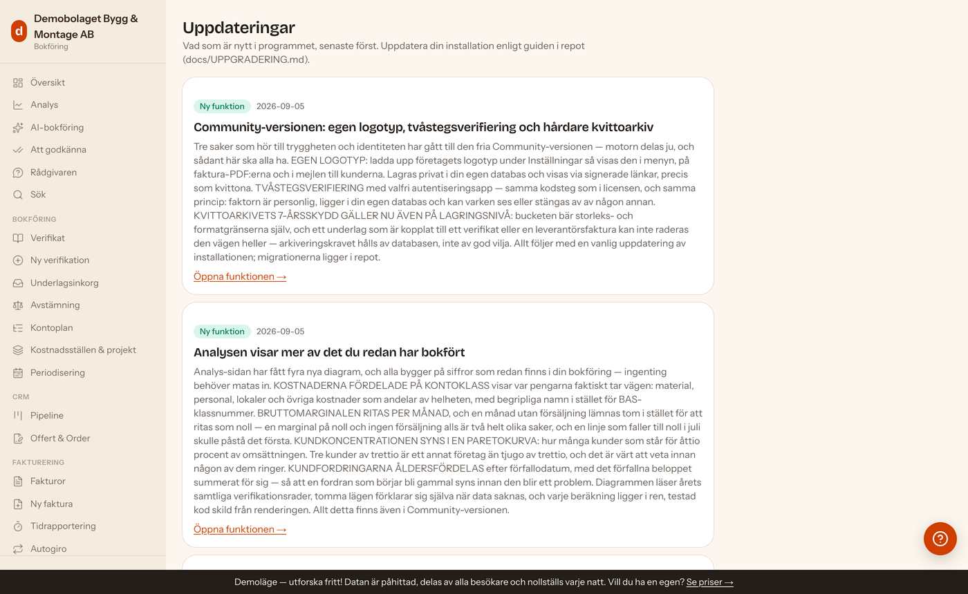 Uppdateringar av programmet